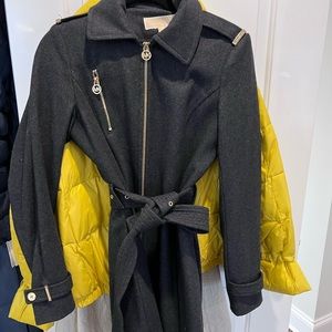 Michael Kors grey peacoat gently used has belt strap